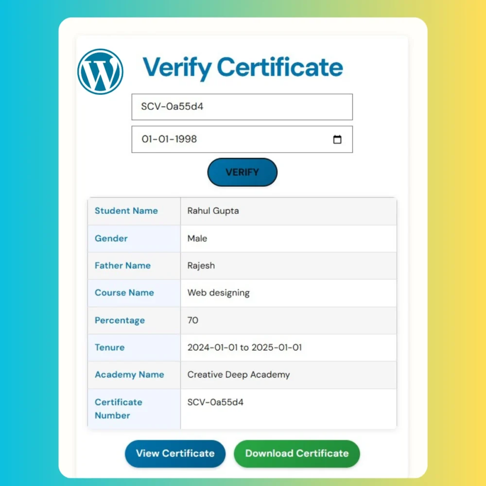 Student Certificate Generator & Verifier (V-1) (with Pdf generation)