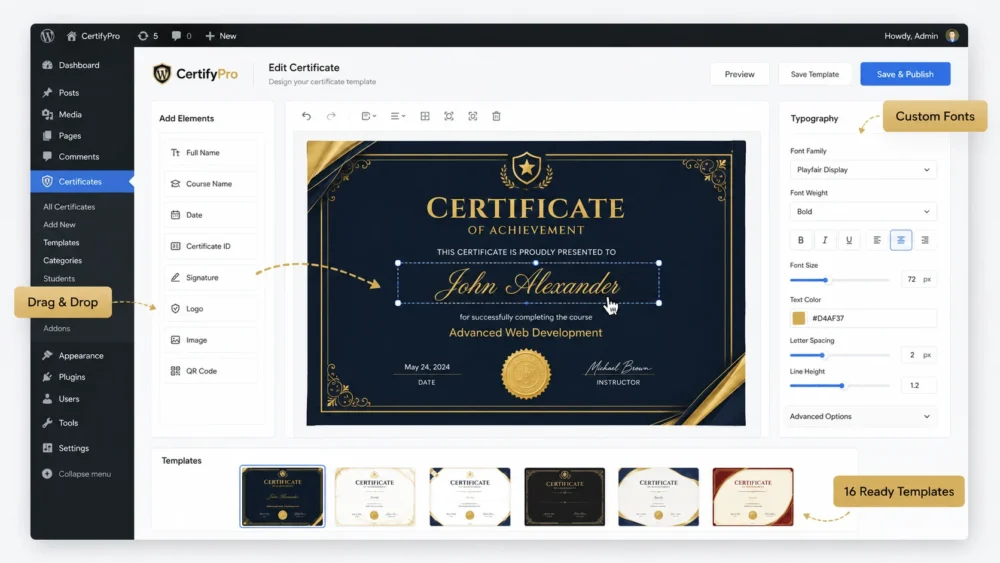Student Certificate Generator & Verifier Plugin for WordPress (V-1 ...