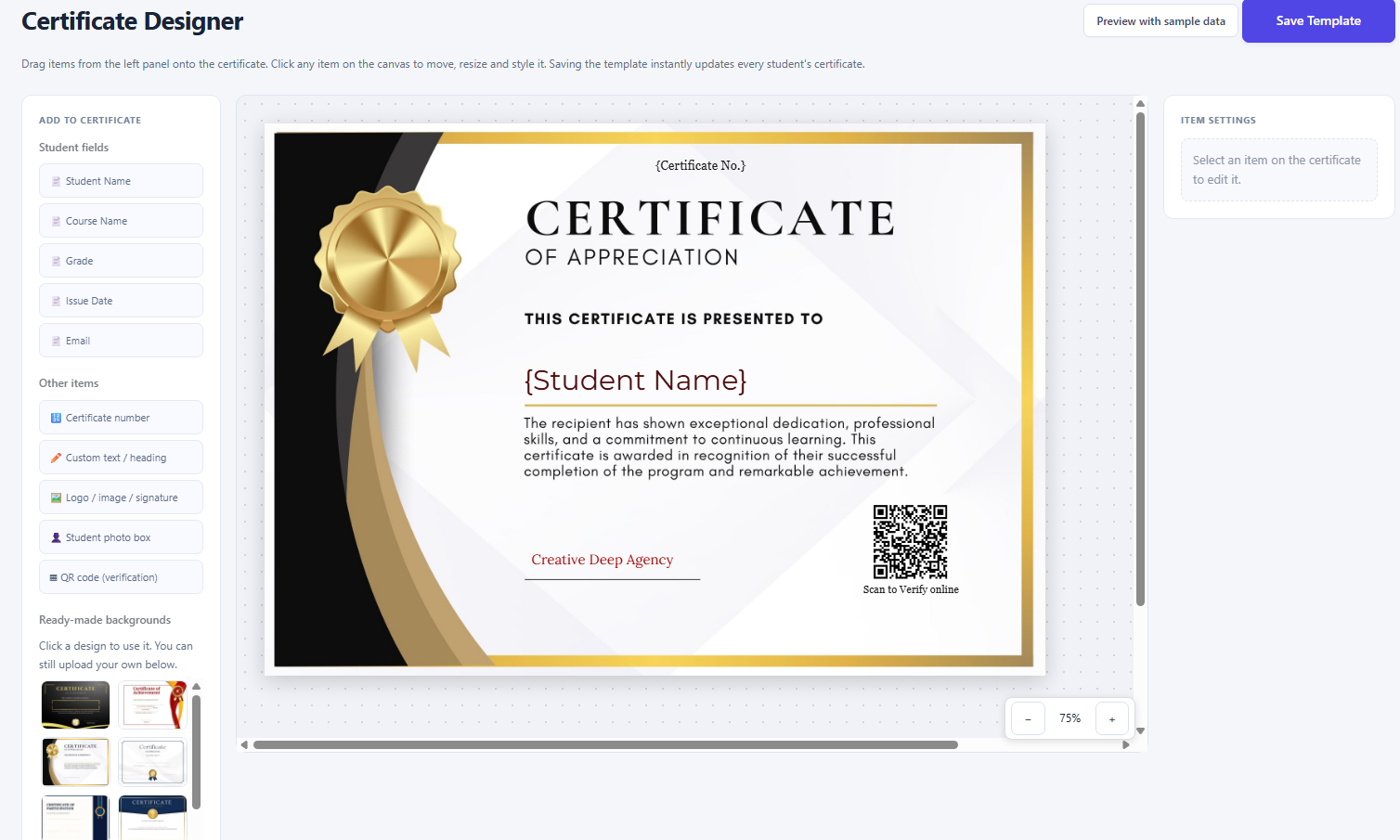 Bulk CSV student import screen
